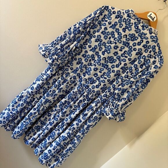 SHEIN Blue White Floral Layered Tiered Dress Women's XL great preworn condition - Picture 4 of 11